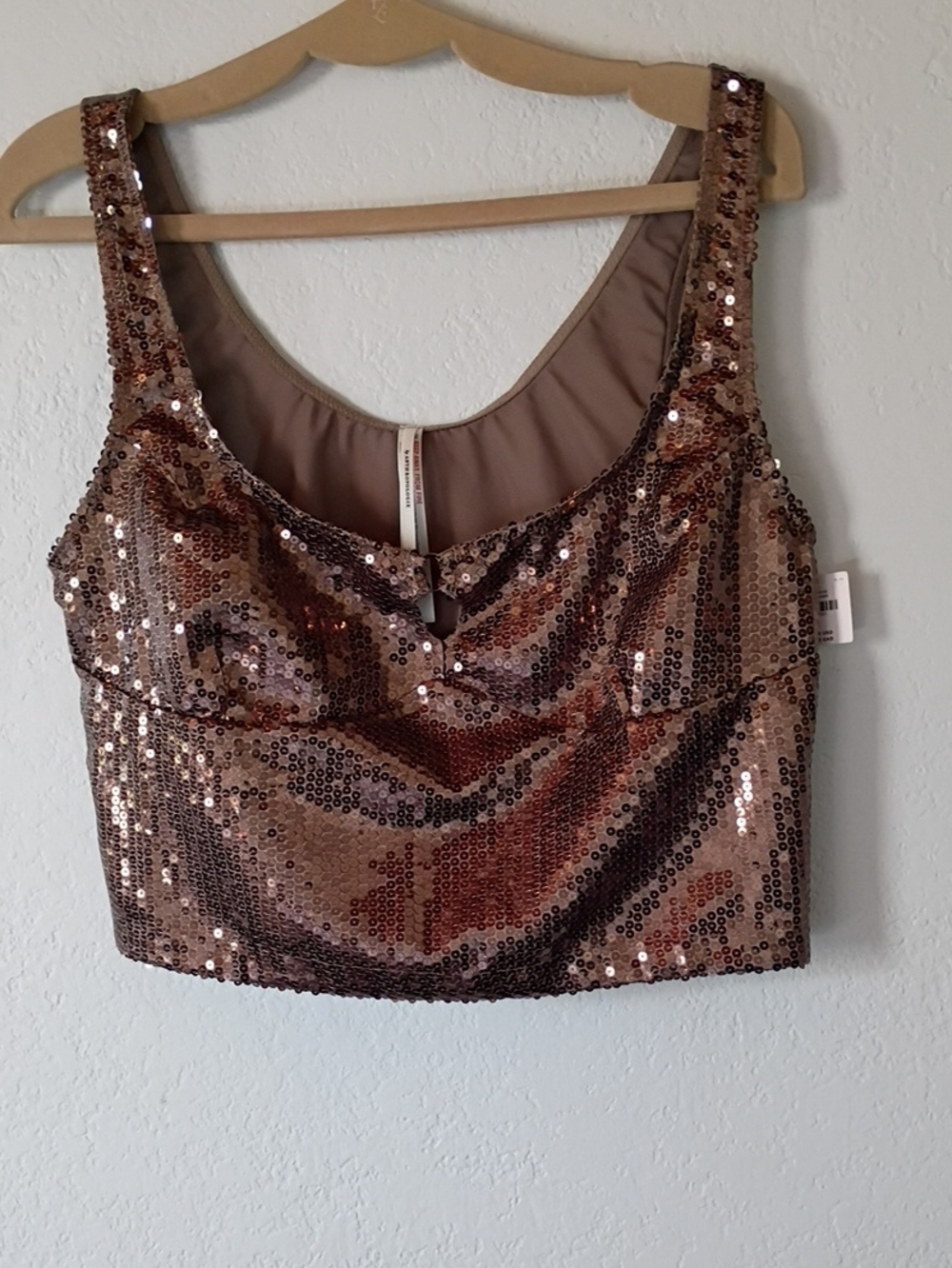 Anthropologie Women's Keyhole Sequin Crop Top Size L - Picture 5 of 13